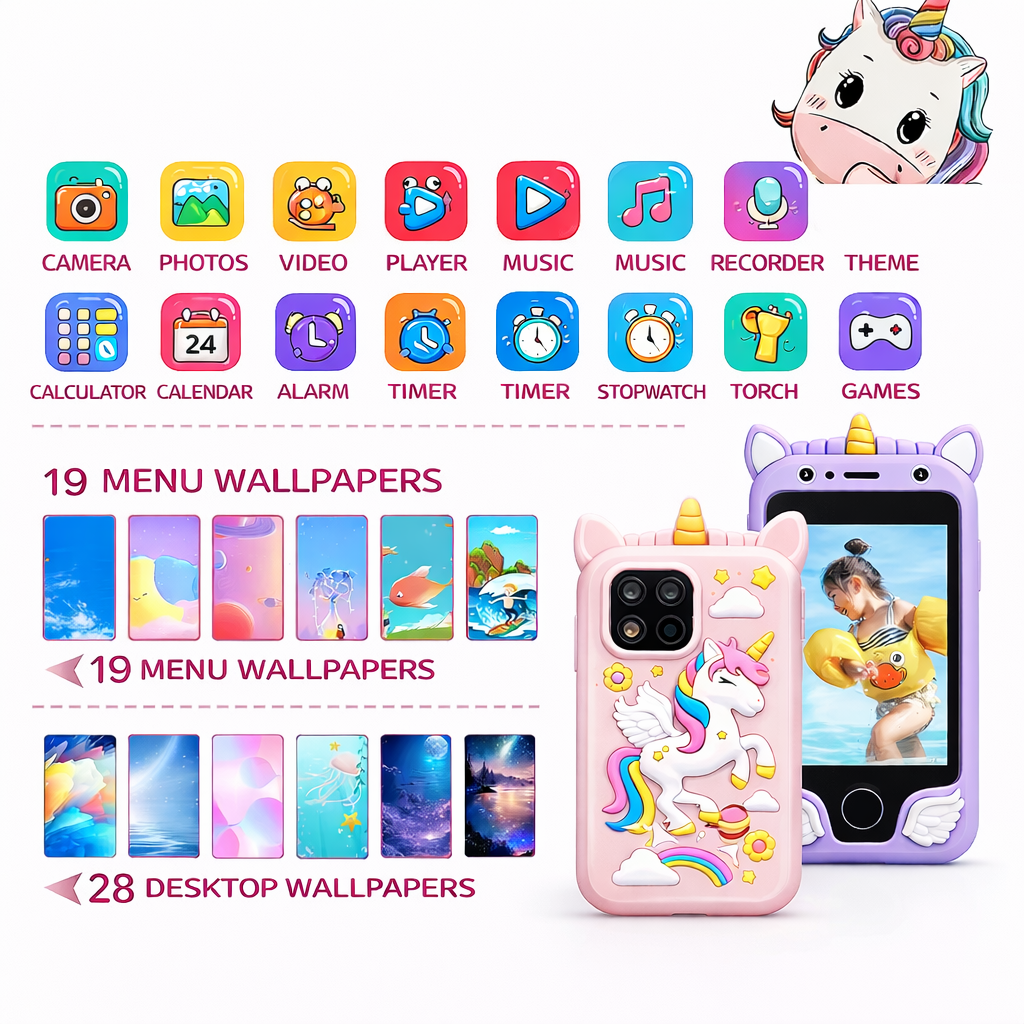 PopSmart smartphone showing fun educational games for kids